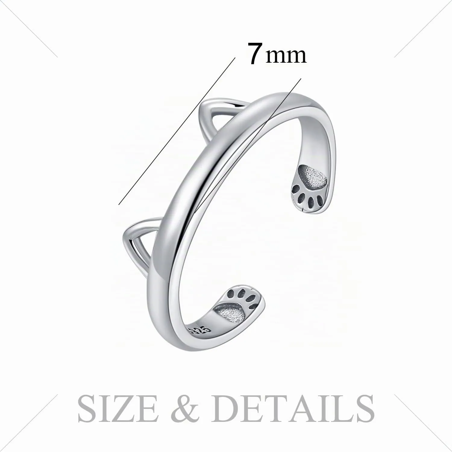 JewelryPalace Gatto Zampa anello argento regolabile