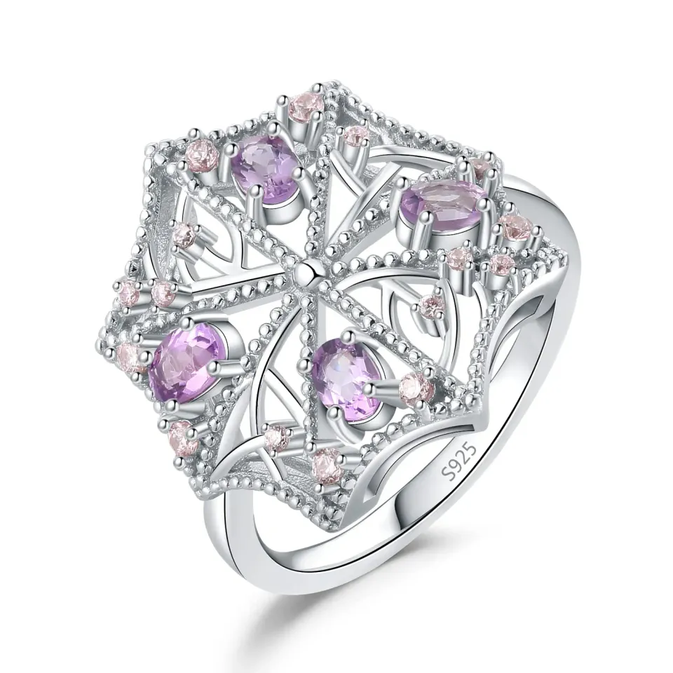 JewelryPalace Vintage anello farfalla ametista viola argento 925