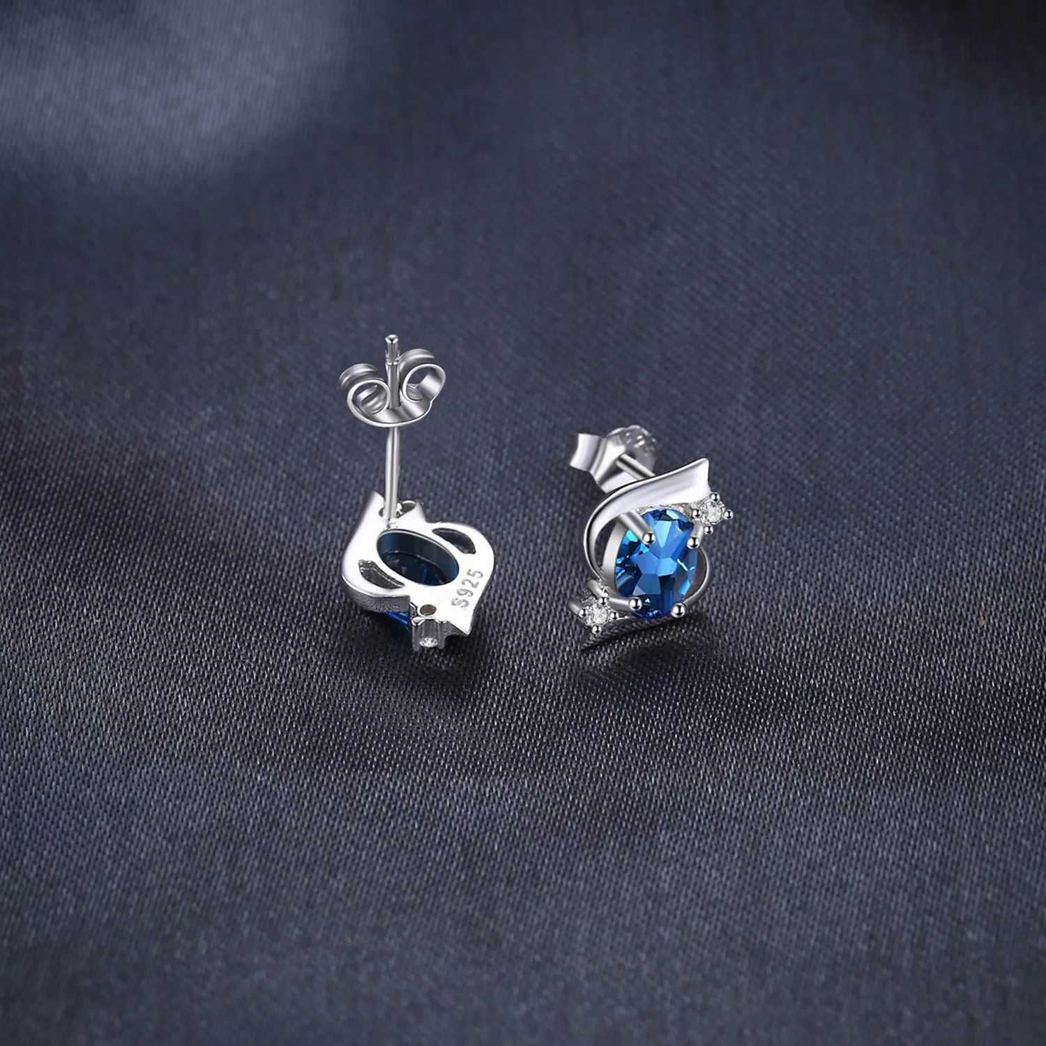JewelryPalace Orecchini Bottone Argento Topazio Blu 1ct Ovale
