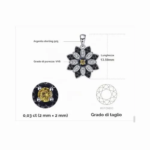 JewelryPalace Fiore Collana Argento Spinello Nero 45cm
