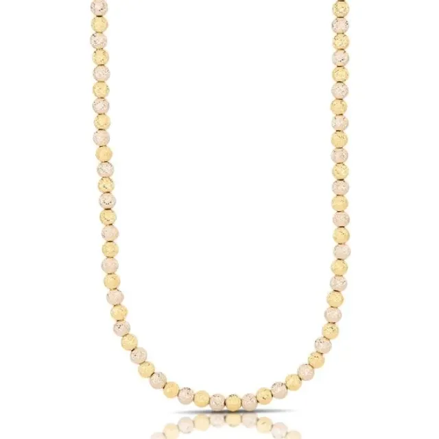 Gioielli Celiento Girocollo Palline Diamantate Oro 18kt Bicolore