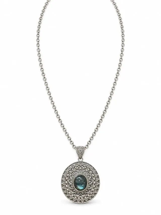 Victoria Jane Labradorite ciondolo argento catena 66 cm