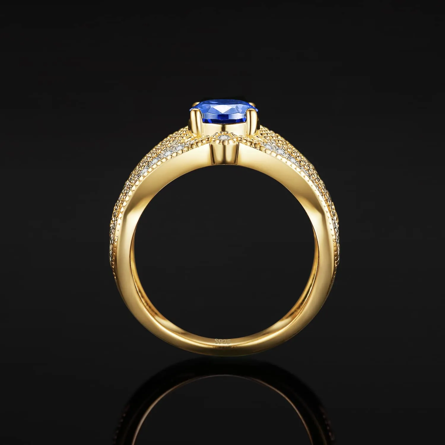 JewelryPalace Vintage Infinito Anello Zaffiro Blu Onda