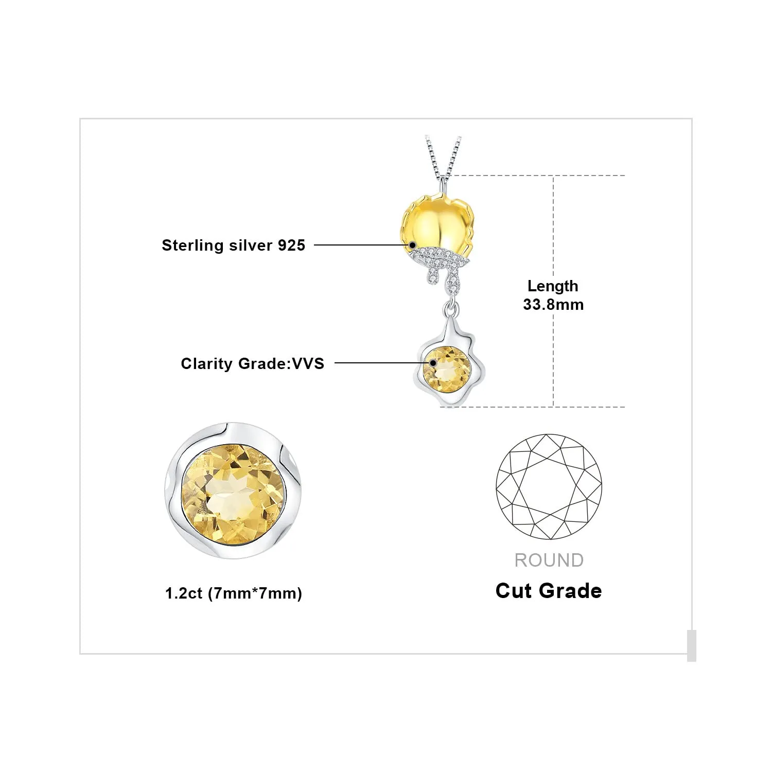 JewelryPalace Uovo in Camicia 1.4ct collana citrino giallo