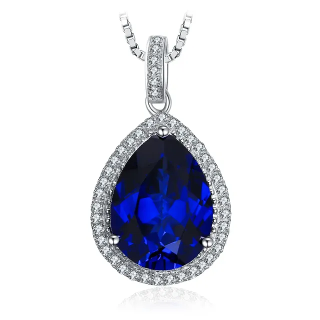 JewelryPalace Collana Argento 925 Zaffiro Blu Pera 45cm