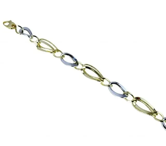 Gioielli Celiento Bracciale Maglie Ovali Oro Bianco Giallo 18kt