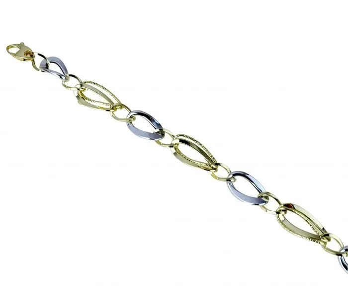 Gioielli Celiento Bracciale Maglie Ovali Oro Bianco Giallo 18kt
