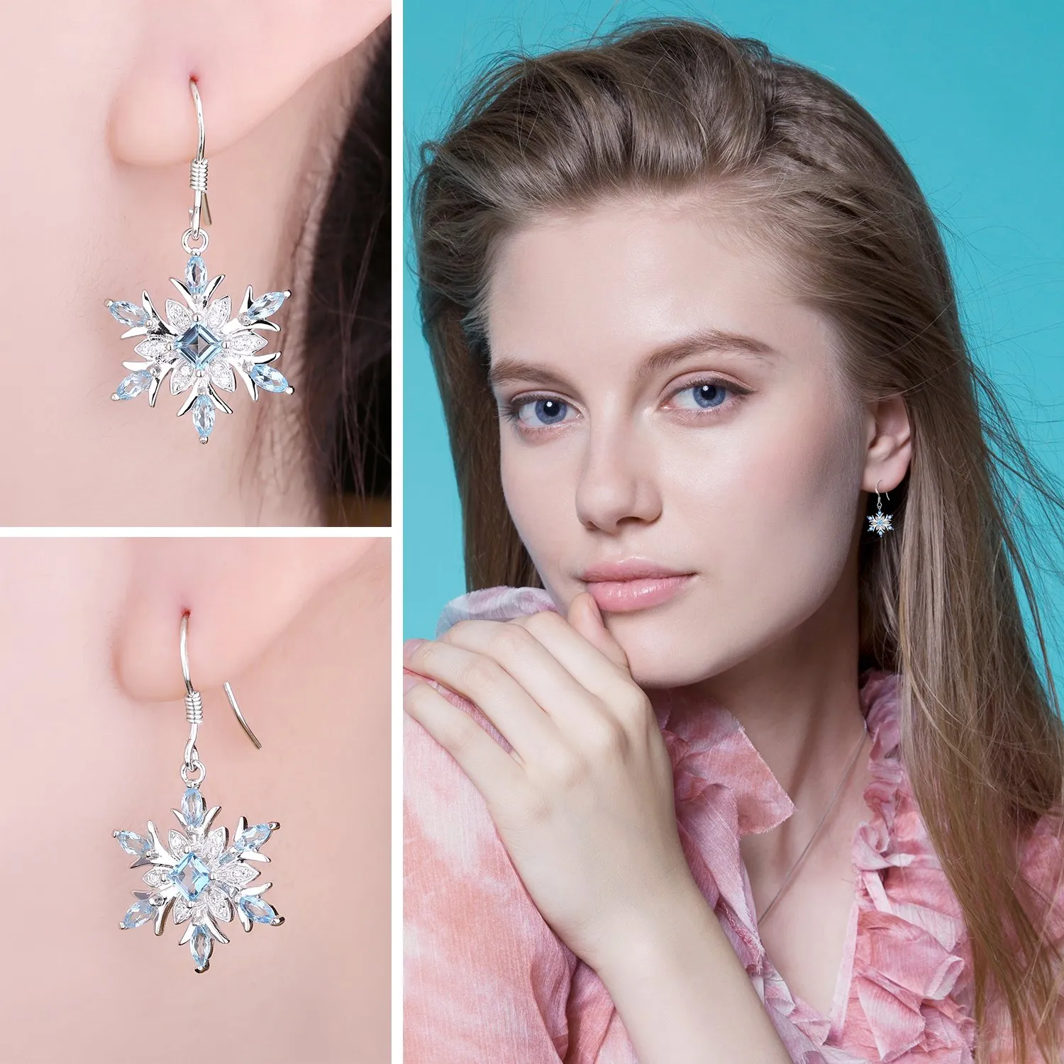 JewelryPalace Fiocco di Neve orecchini argento topazio