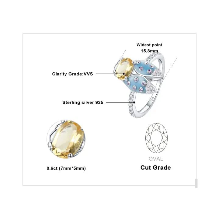 JewelryPalace Cicala 1.1ct anello argento 925 citrino smaltato
