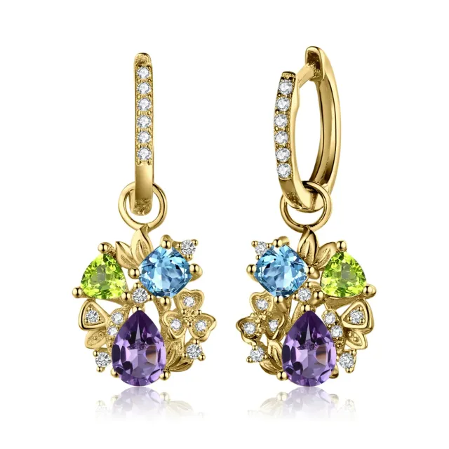 JewelryPalace Fiore Orecchini Argento Dorato Topazio Multicolor