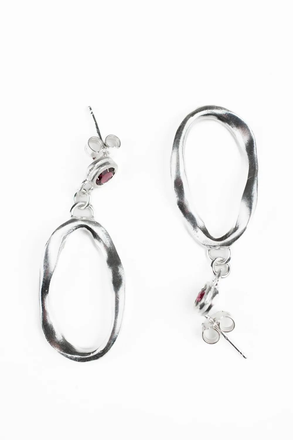 Flor Rubaja Jewelry Wave orecchini argento 925 granati 4,5 cm