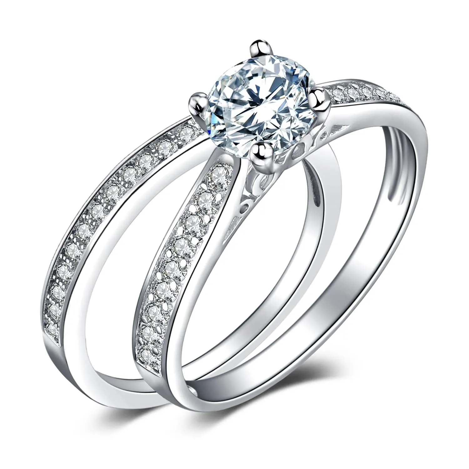 JewelryPalace 1.3ct Anello Solitario Fidanzamento Tre Ori Oro