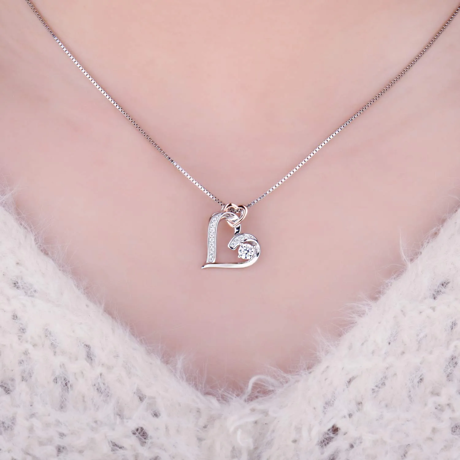 JewelryPalace Infinity collana cuore bicolore argento 45 cm
