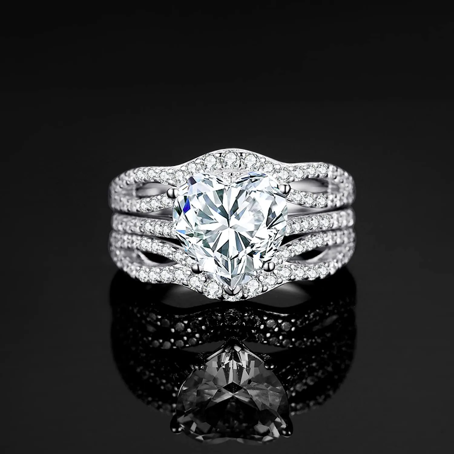 JewelryPalace 3ct Anello Cuore Zirconia Argento 925 Argento