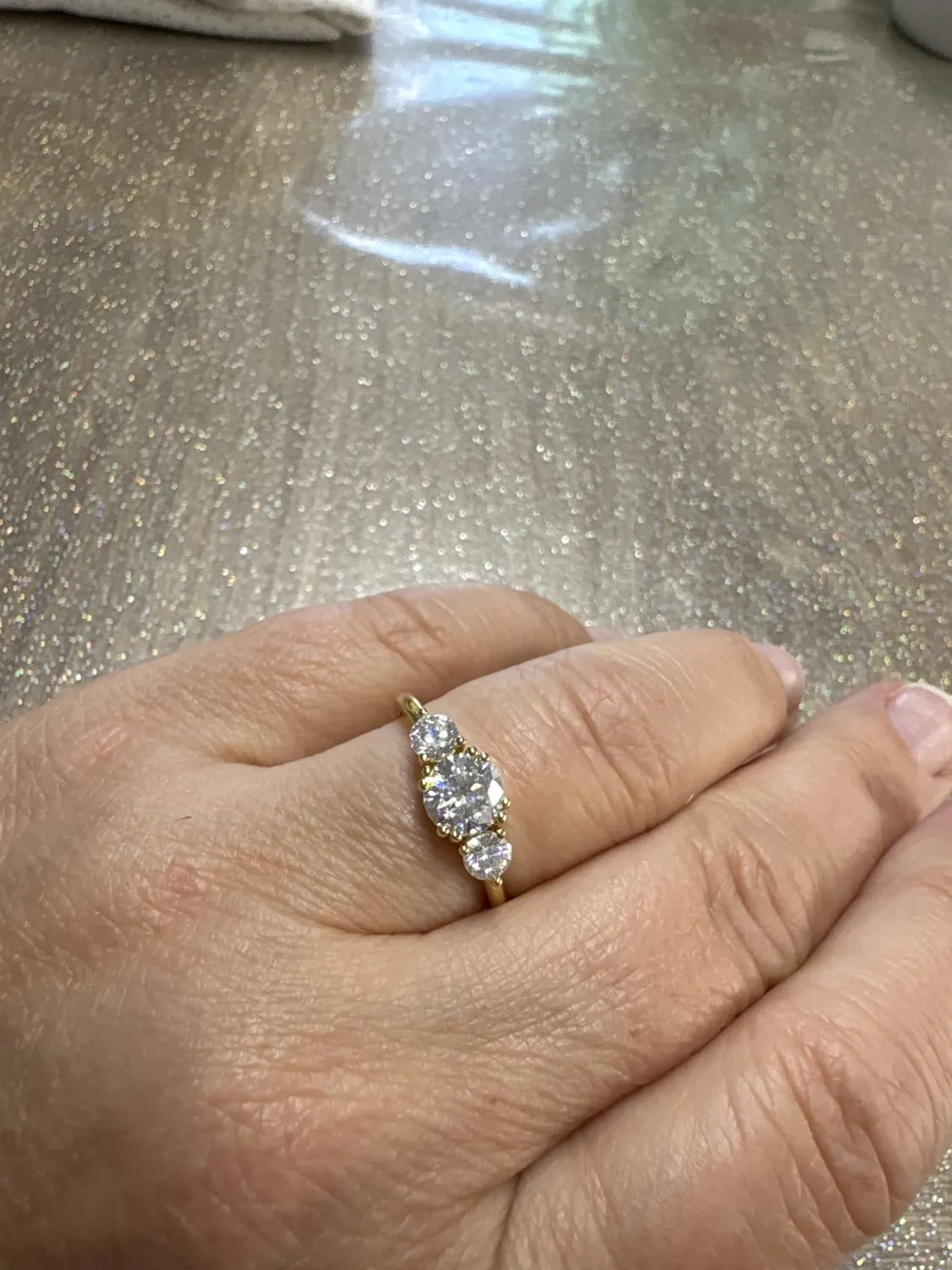 JewelryPalace Moissanite anello tre pietre oro rosa 14.5