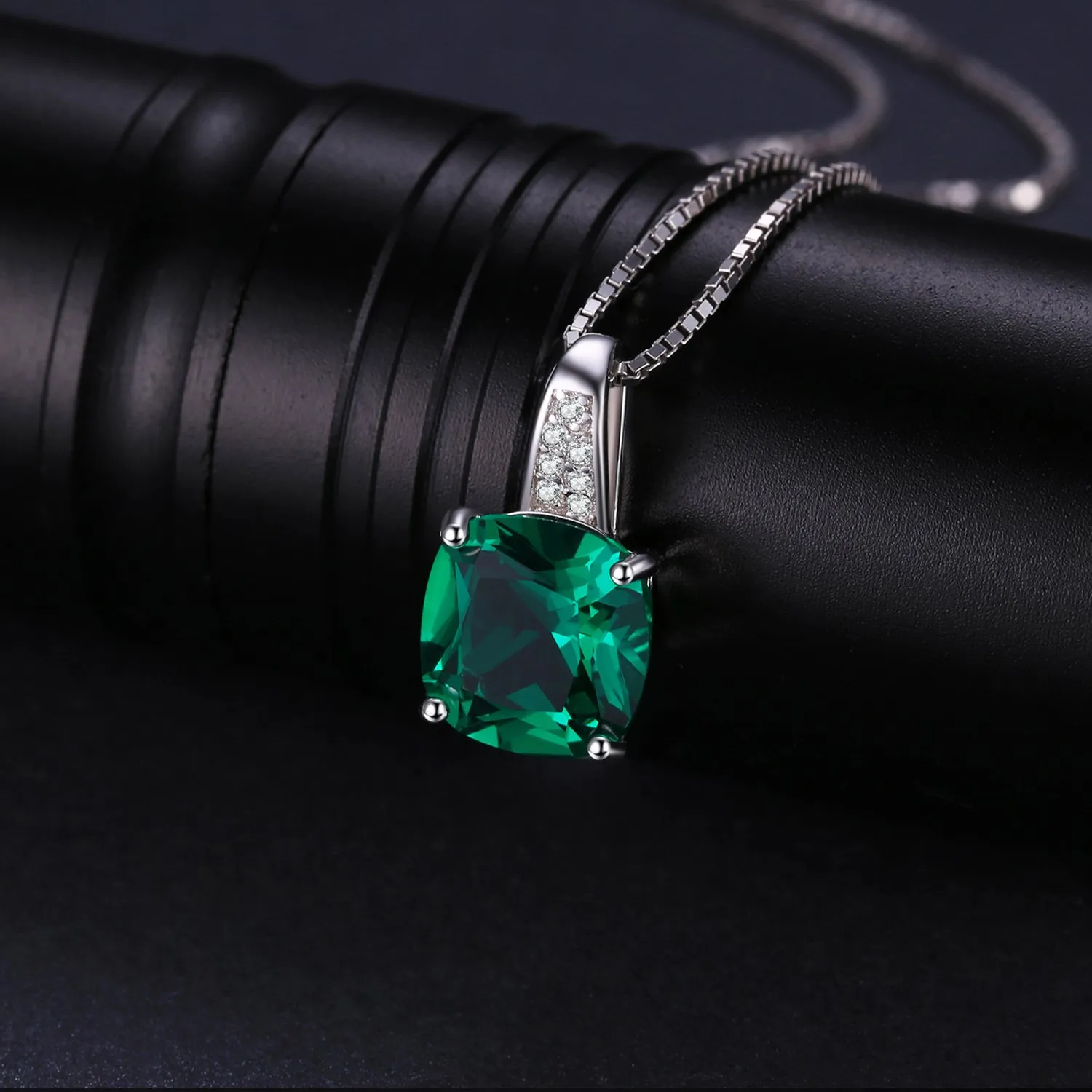 JewelryPalace Collana Argento Smeraldo Verde 3.4ct Cuscino