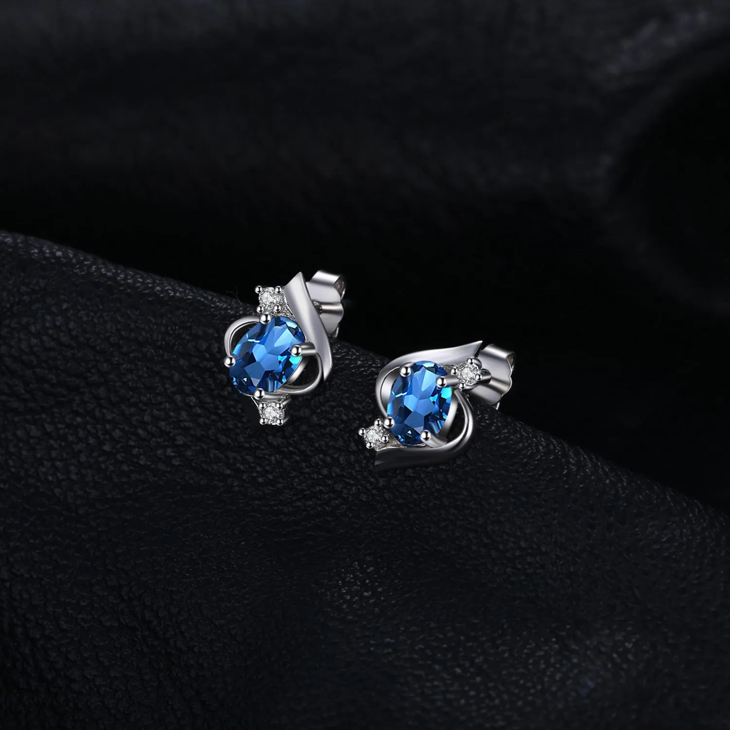 JewelryPalace Orecchini Bottone Argento Topazio Blu 1ct Ovale
