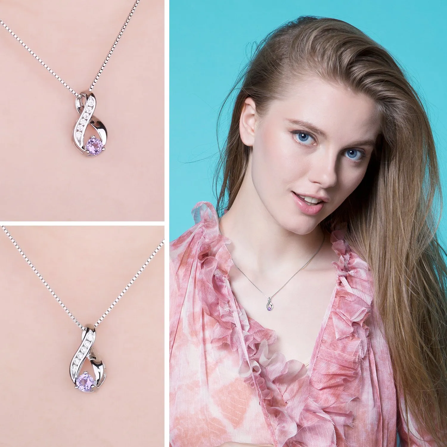JewelryPalace Infinito Collana Argento 45cm Ametista Viola