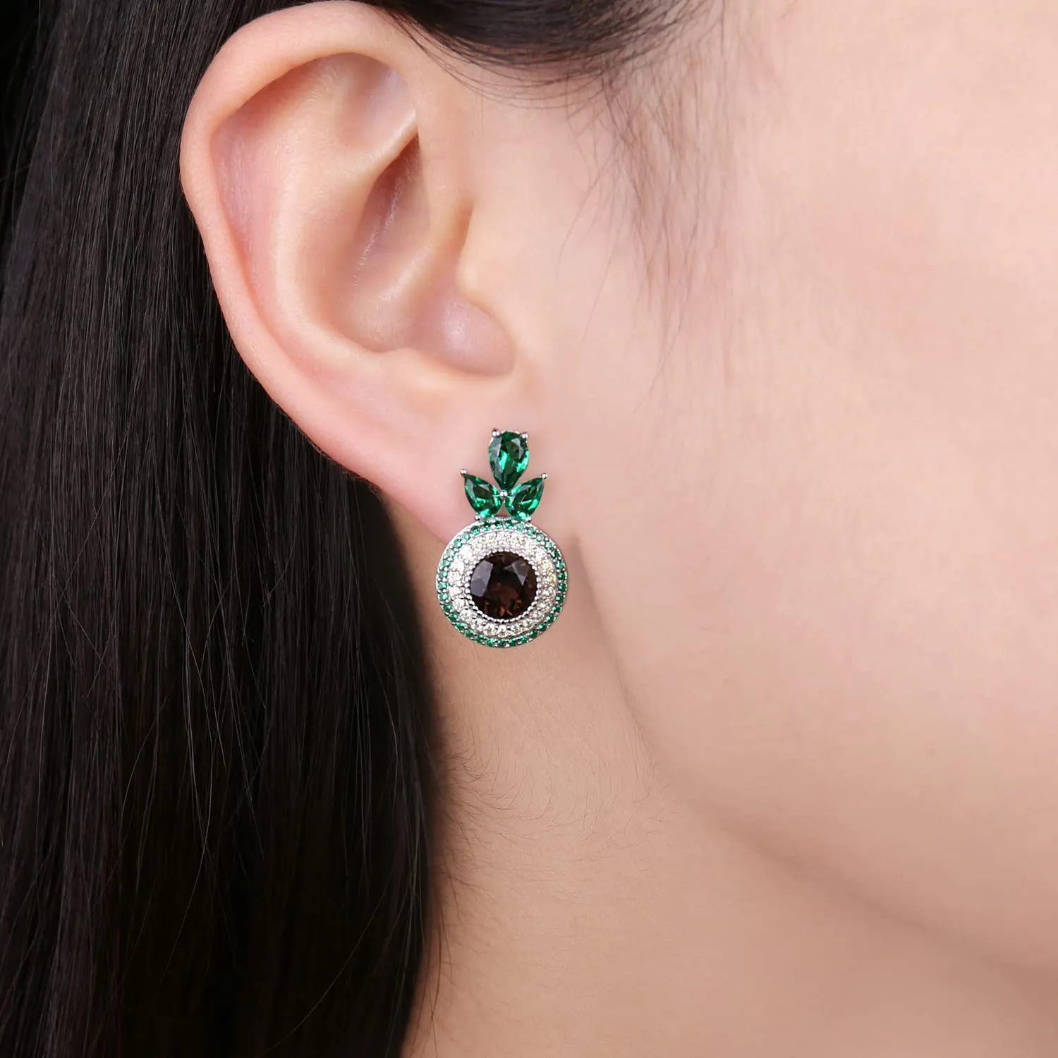 JewelryPalace Avocado 5.1ct orecchini argento quarzo fumoso