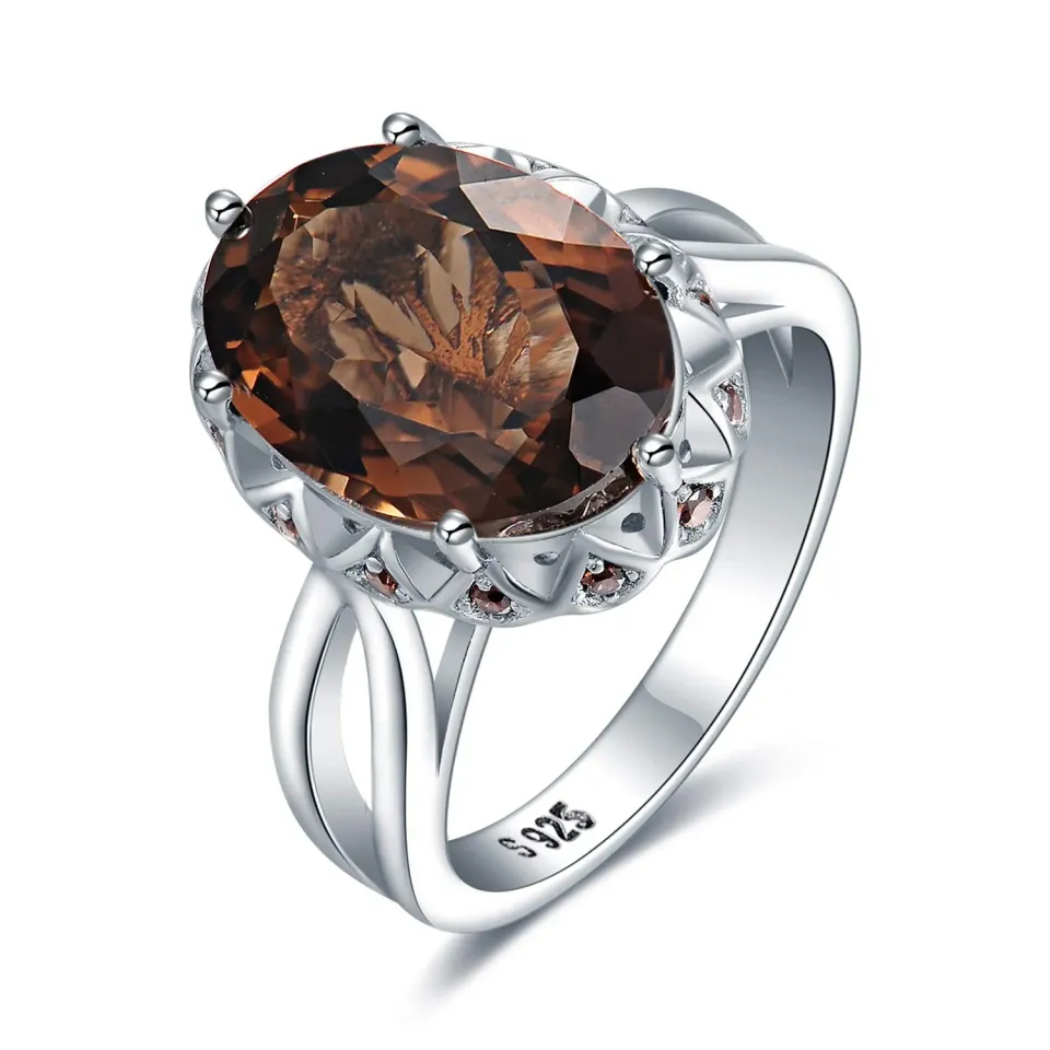 JewelryPalace 5.7ct Ovale anello argento quarzo fume