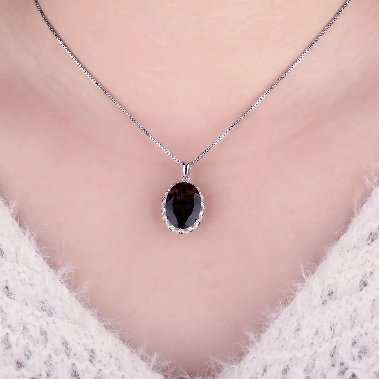 JewelryPalace 8.1ct Quarzo Fume Collana Pendente Argento 45cm