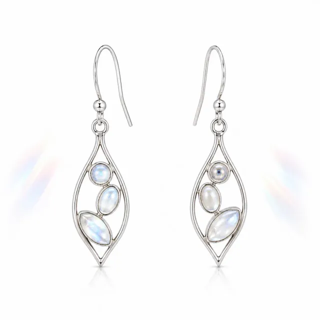Victoria Jane 3 Moonstone Drop orecchini argento