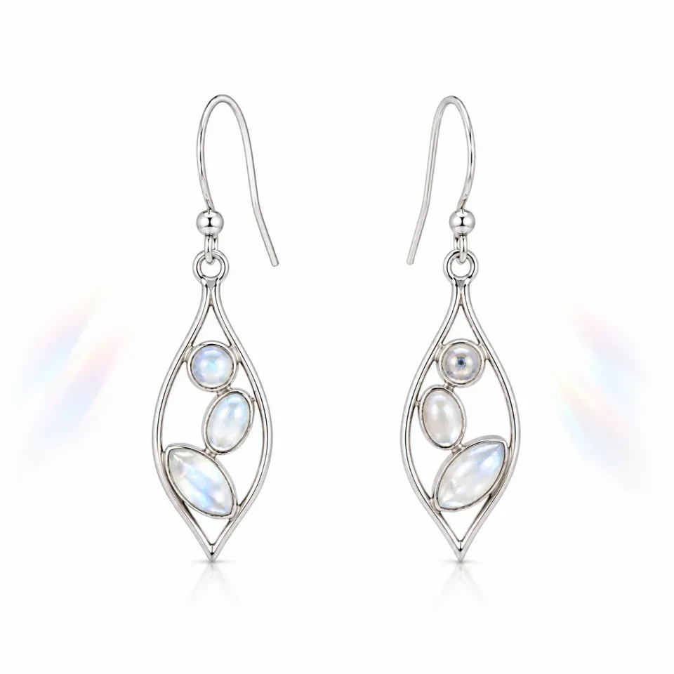Victoria Jane 3 Moonstone Drop orecchini argento