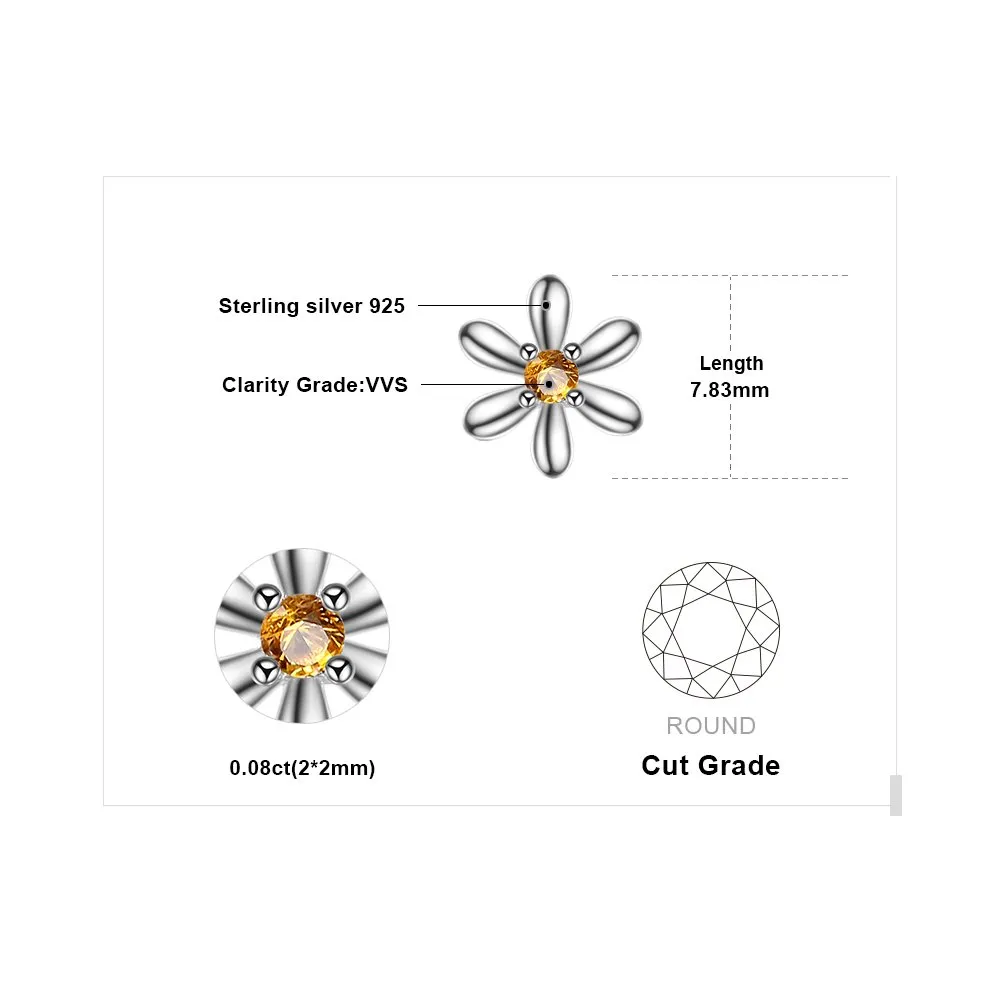 JewelryPalace Sole orecchini bottone argento zaffiro arancione