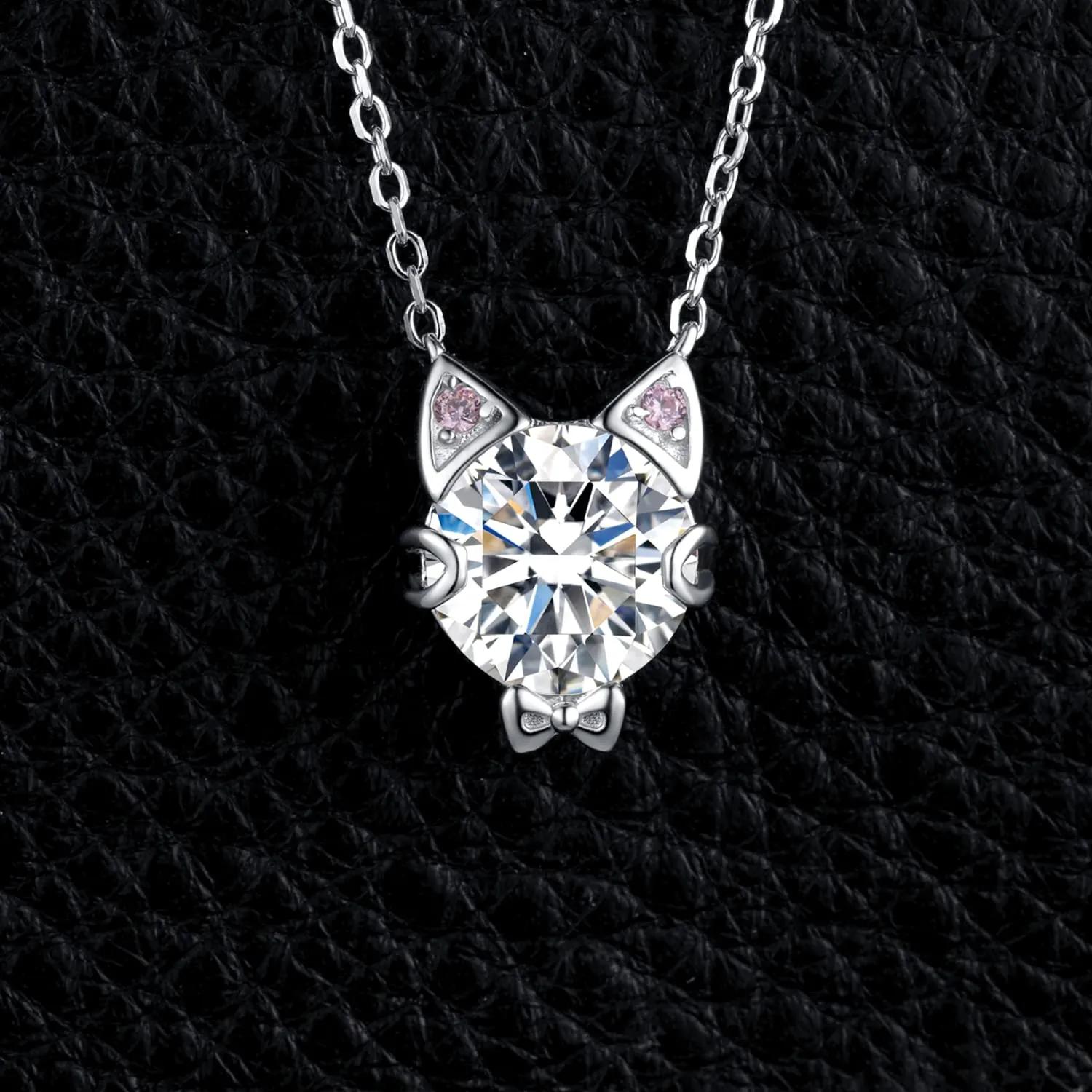 JewelryPalace Gatto Collana Argento 925 Zirconia Rosa 45 cm