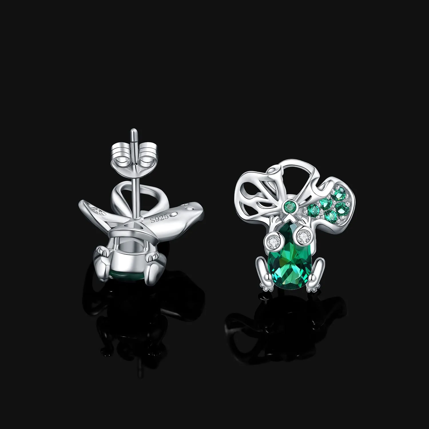 JewelryPalace Orecchini Donna Argento 1.6ct Rana Loto Smeraldo