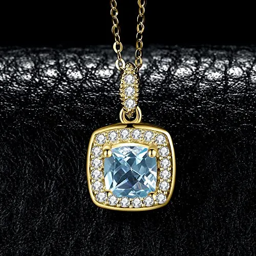 JewelryPalace Halo 1.2ct Collana topazio azzurro argento