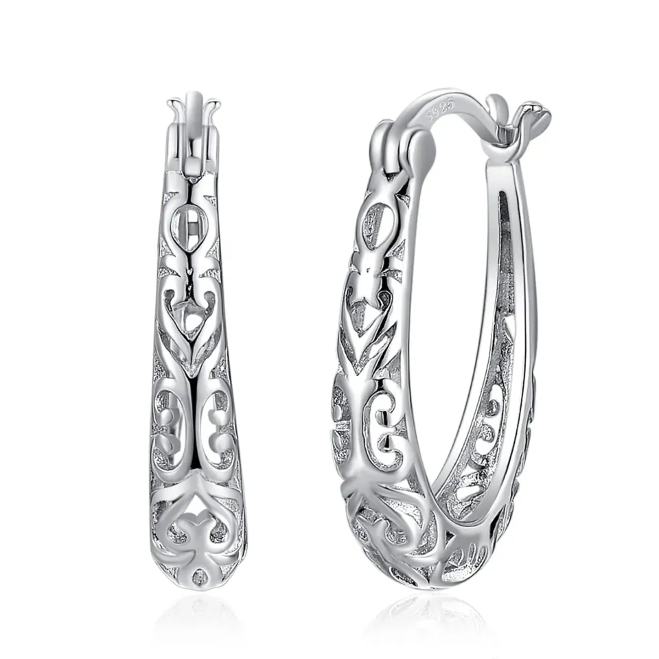 JewelryPalace Cerchio Grande orecchini argento scavati