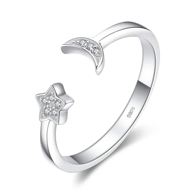 JewelryPalace Luna e Stella anello argento 925 regolabile zirconia
