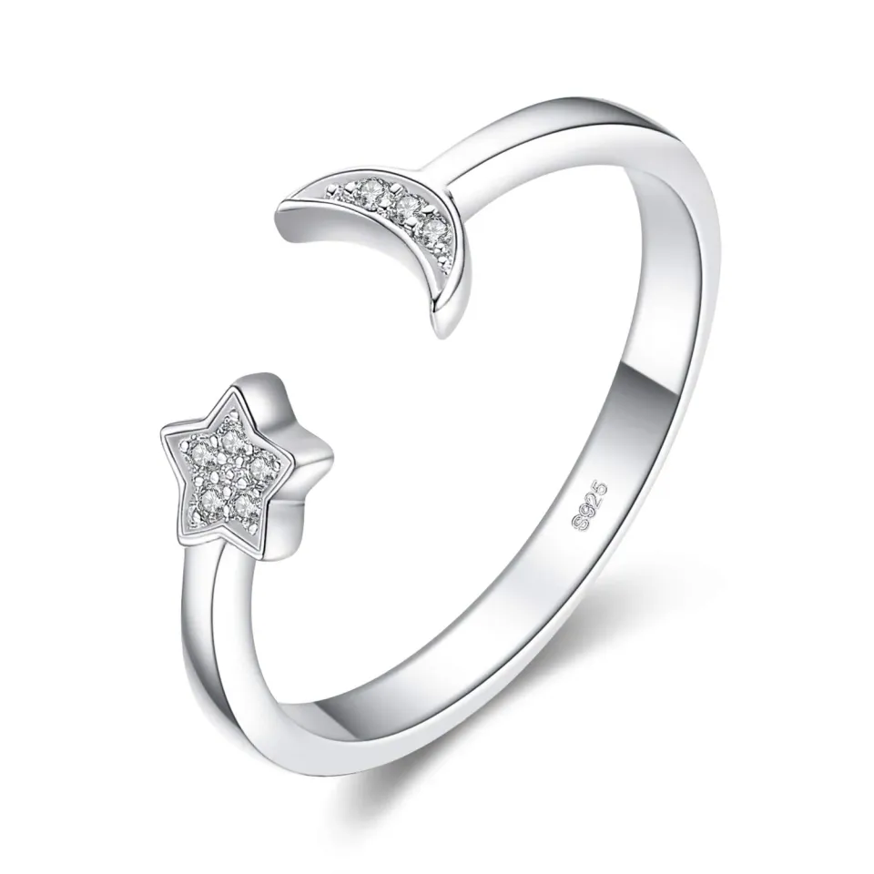 JewelryPalace Luna e Stella anello argento 925 regolabile zirconia