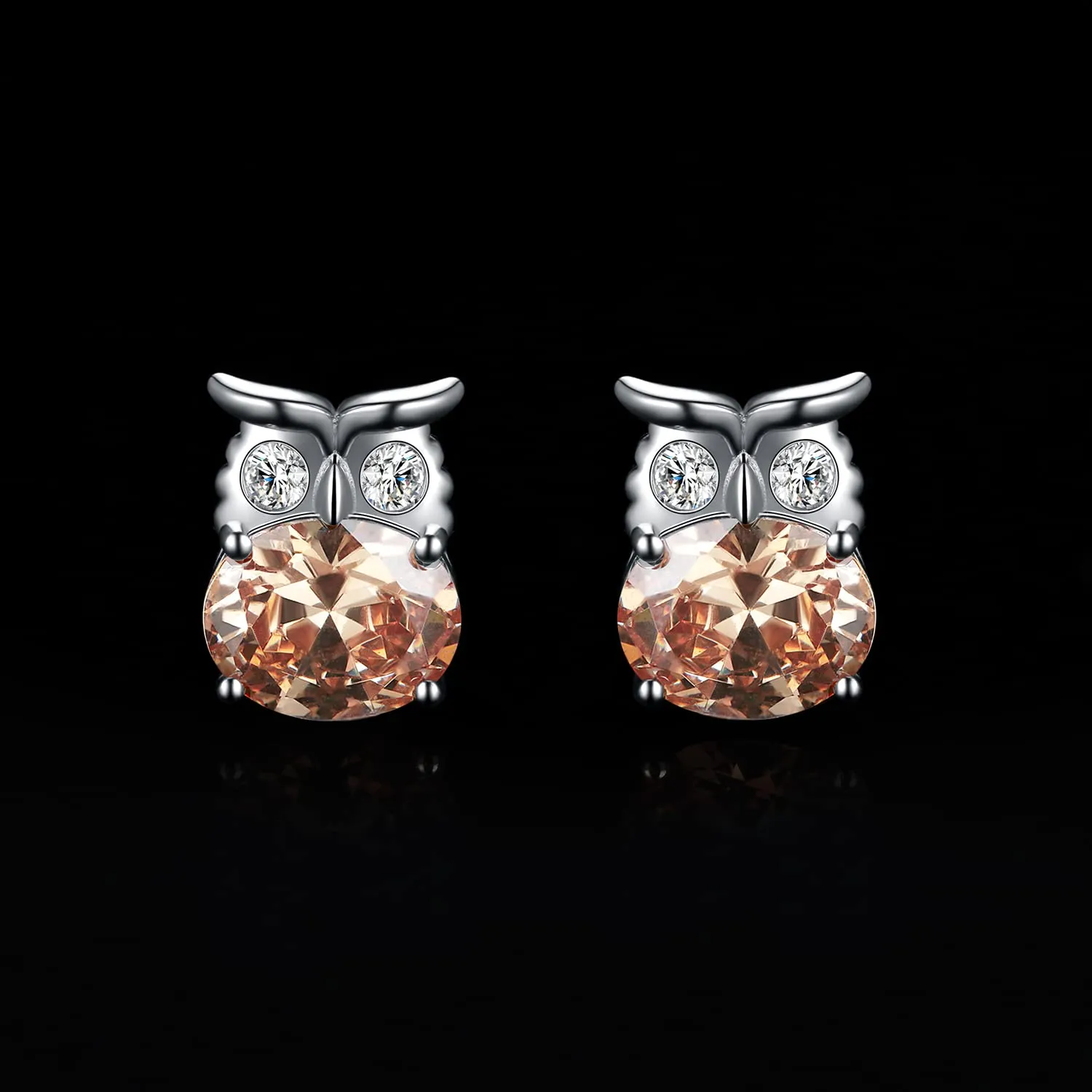 JewelryPalace Gufo orecchini argento zirconia gialla