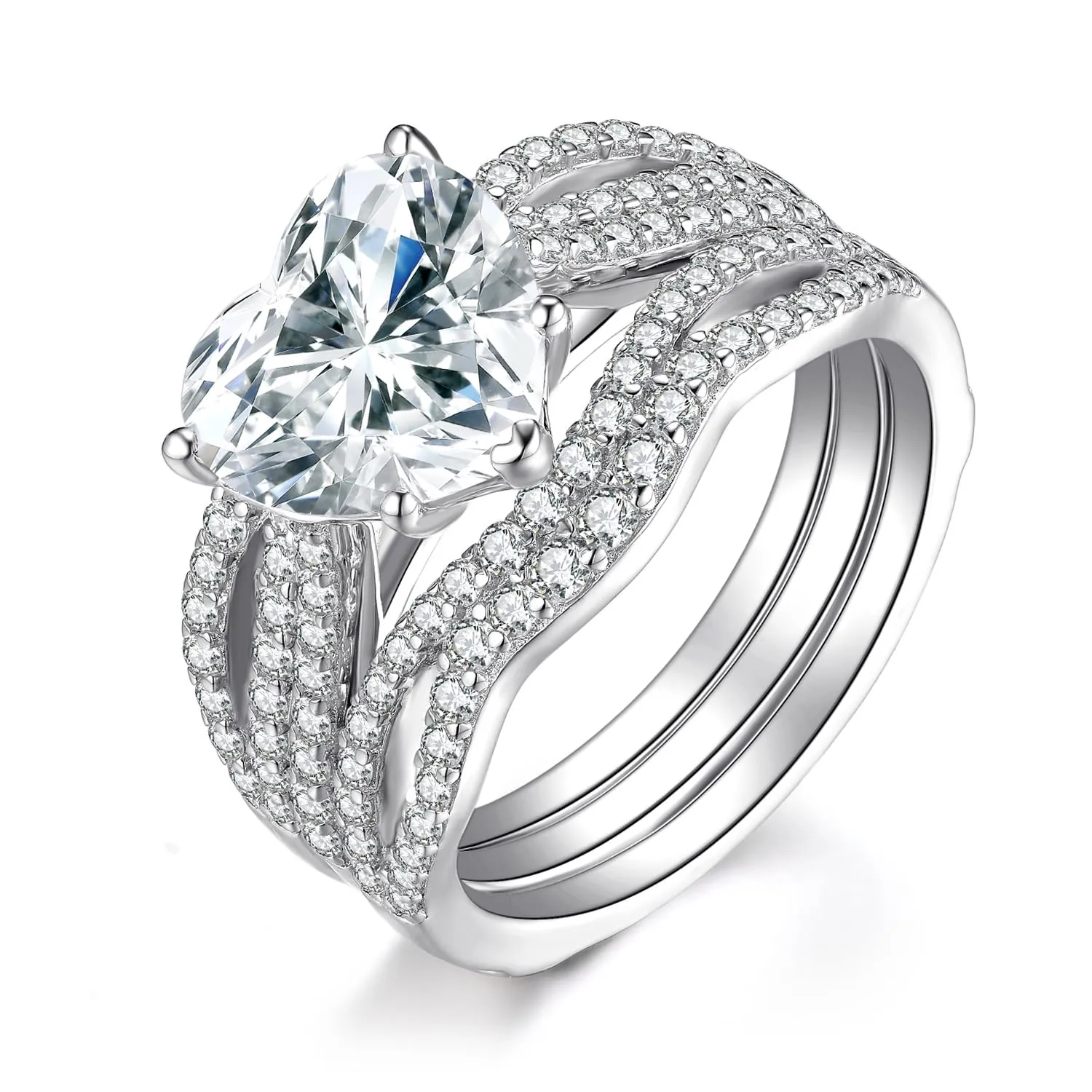 JewelryPalace 3ct Classici Cuore Anello Argento Misura 14.5