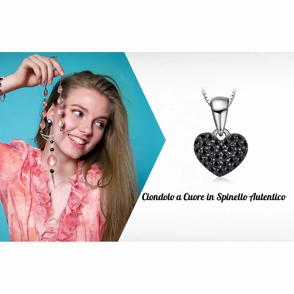JewelryPalace Cuore 0.14ct Spinello Nero collana argento 925