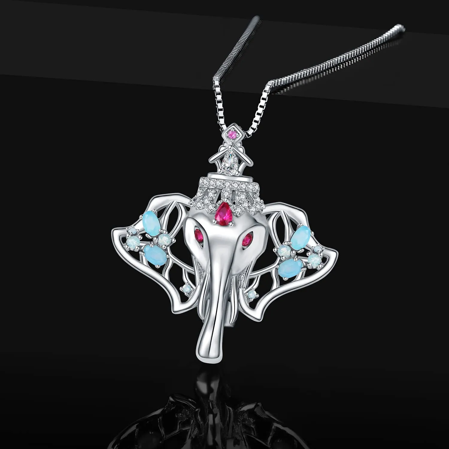 JewelryPalace Elefante 0.6ct Collana Argento Rubino Rosso 45cm
