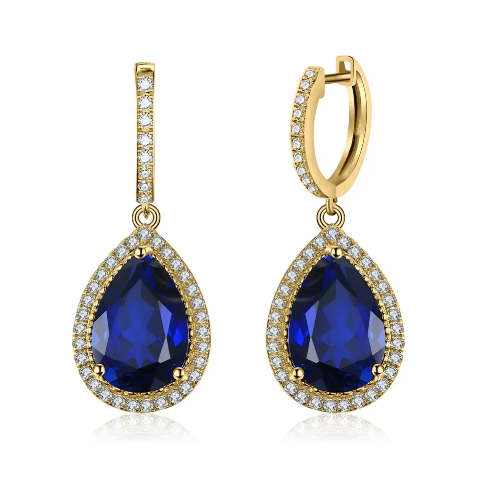 JewelryPalace Orecchini pendenti zaffiro pera oro