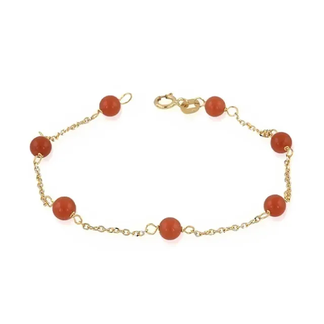 Gioielli Celiento bracciale oro giallo bimbo corallini rossi