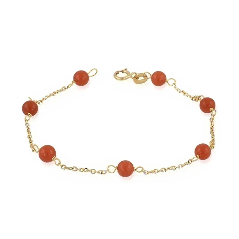Gioielli Celiento bracciale oro giallo bimbo corallini rossi