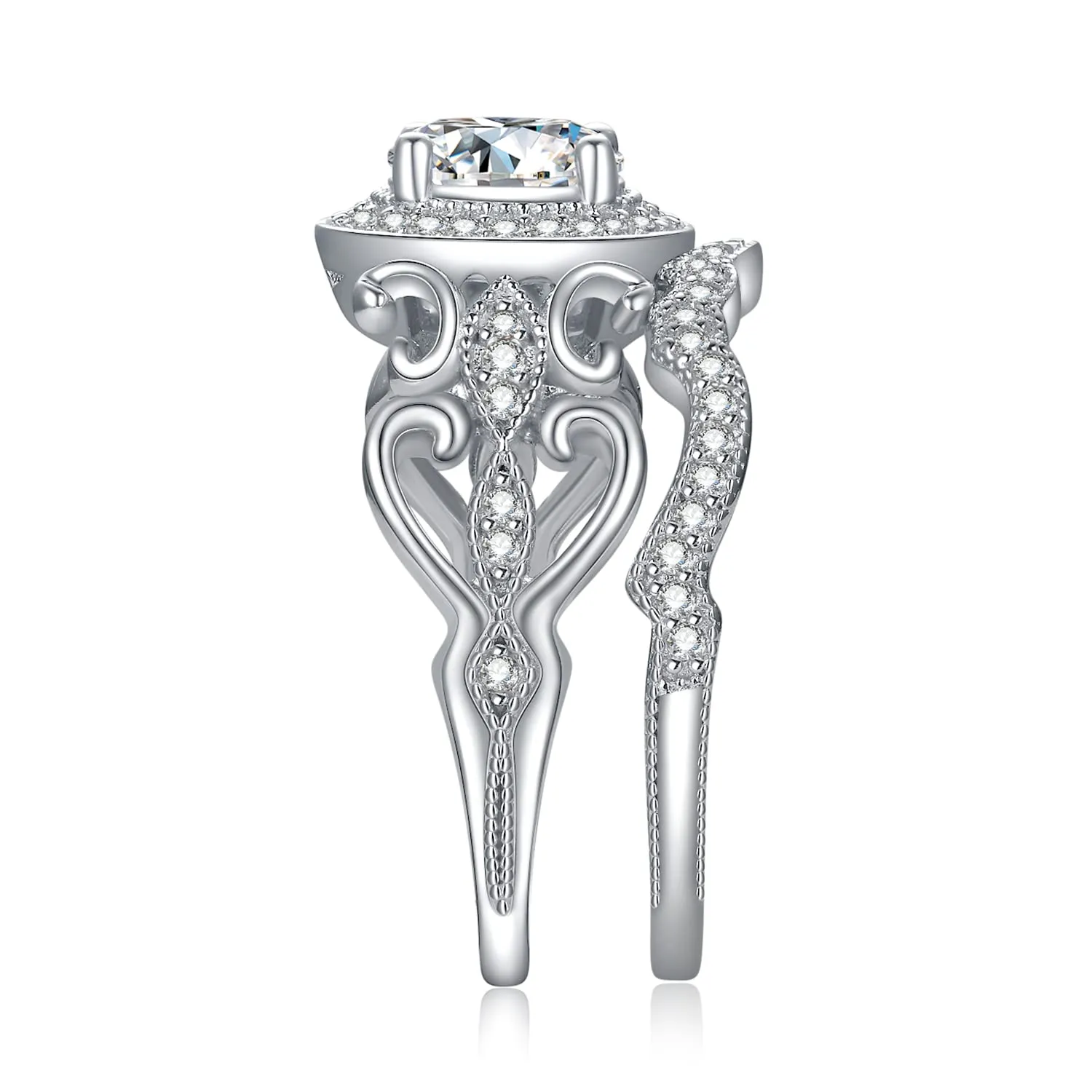 JewelryPalace Vintage Halo Anello Argento Farfalla Zirconia