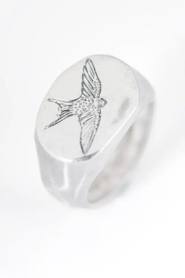 Flor Rubaja Fauna Air I anello sigillo uccelli argento regolabile