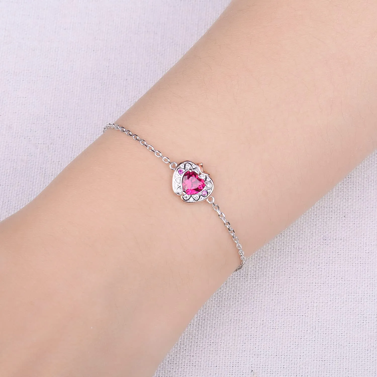 JewelryPalace Mela Cuore 1ct Bracciale Argento Rubino Rosso