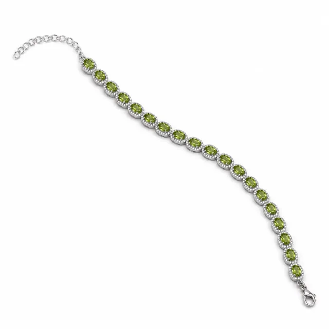 Victoria Jane Oval Halo bracciale peridoto argento