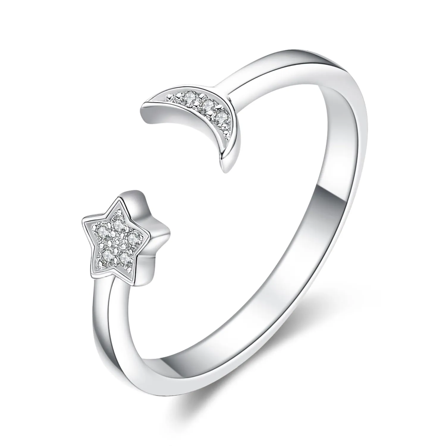 JewelryPalace Luna e Stella anello argento 925 regolabile zirconia