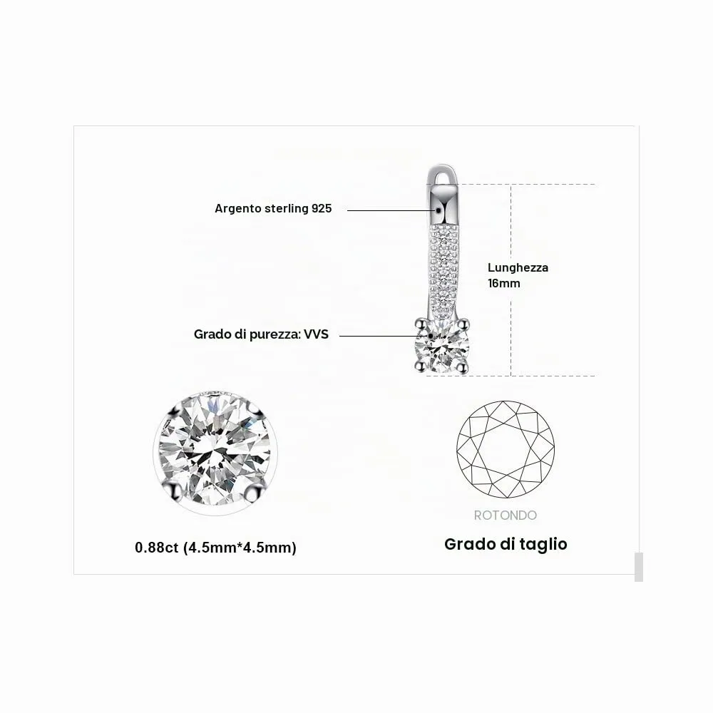 JewelryPalace 1ct orecchini a cerchio argento zirconia