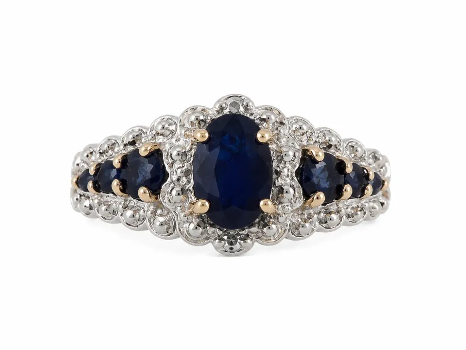 Victoria Jane Celeste Sapphire anello oro zaffiri blu