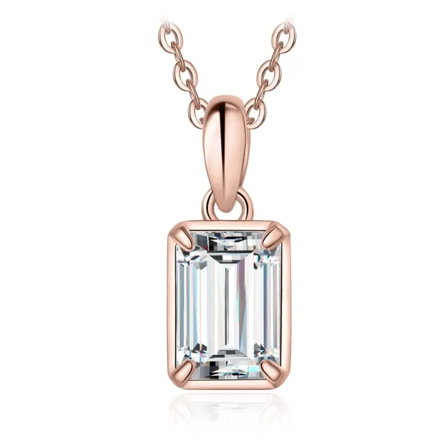 JewelryPalace 1ct Collana Solitario Moissanite Oro Rosa 45cm