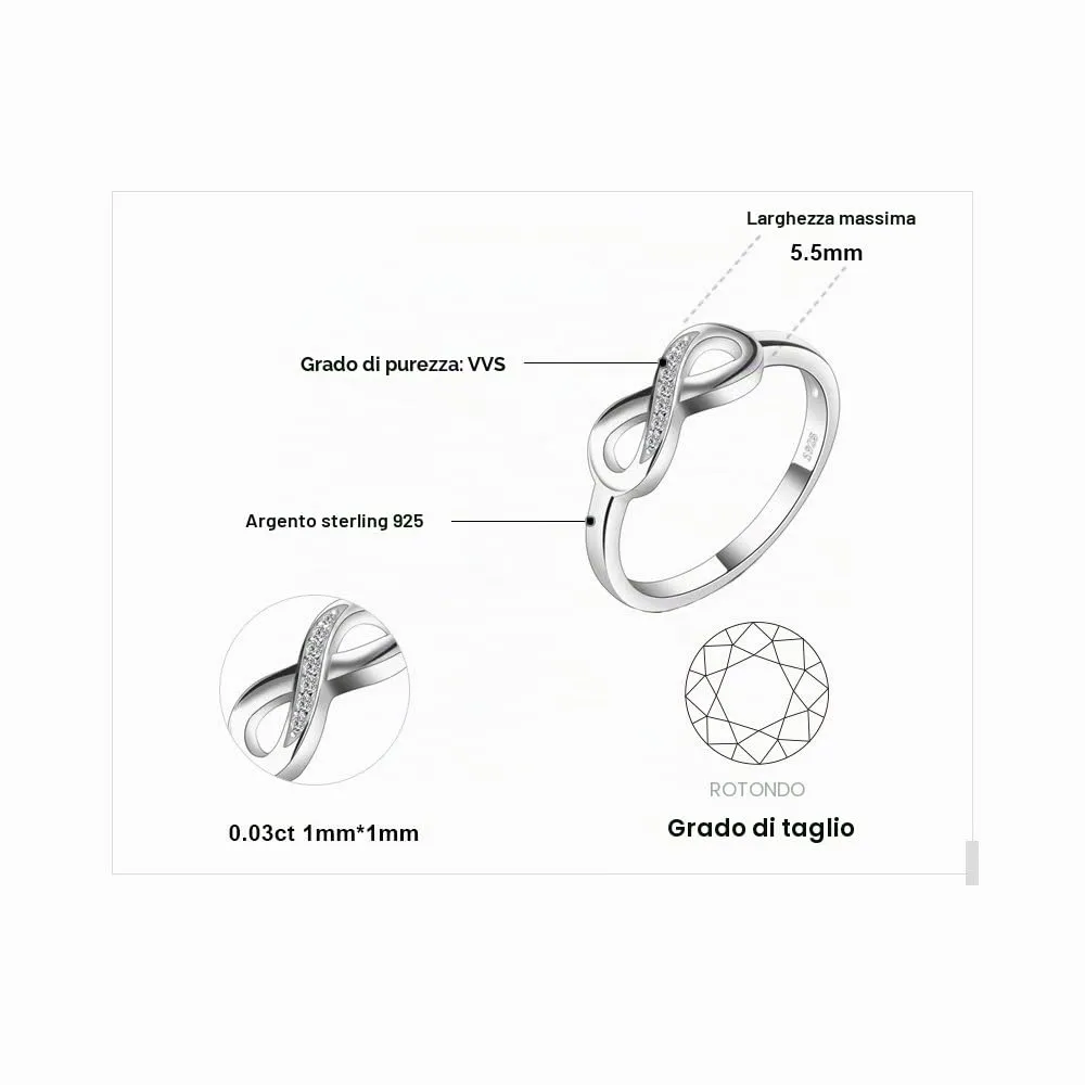 JewelryPalace Infinito Nodo anello argento 925 oro zirconia